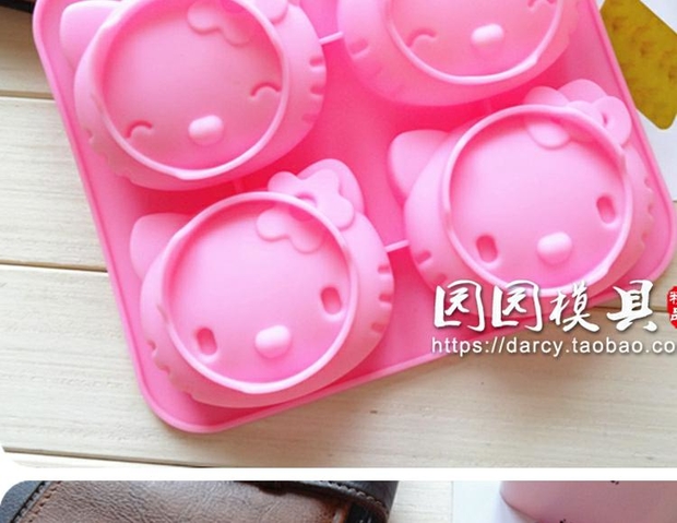 Bánh nướng khuôn Làm xà phòng làm bằng silicone nóng và lạnh Khuôn hoạt hình hello kitty mô hình DIY sô cô la khuôn làm bánh