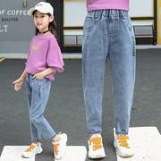 Cô gái mùa xuân và mùa thu Jeans 9 quần Little Girl Student Air Trong Big Kids Thu Loose Pants 12 năm Cũ 8