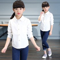 7 girls New 9 middle and big children white long sleeve shirt spring and autumn cotton coat Primary School students female wild shirt 5 years old 6