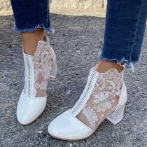 Sexy Black Mesh Embroider Ankle Boots for Women Summer 2021