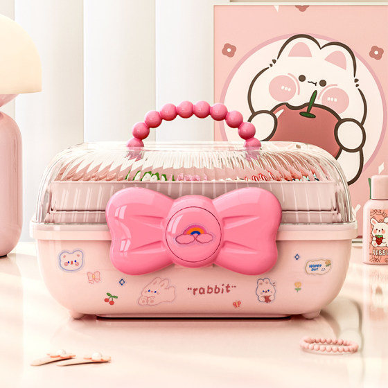 Children's Hair Accessories Storage Box, Hair Clips, Rubber Bands, Girls' Little Princess Hair Ties, Makeup Jewelry Box