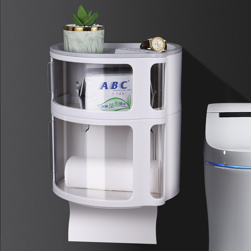 Toilet tissue box waterproof free punch storage roll paper draw box bathroom toilet hanging wall toilet paper shelves