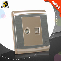 B333 86 concealed wall switch pc flame retardant stainless steel champagne gold one-piece flip cover TV computer socket