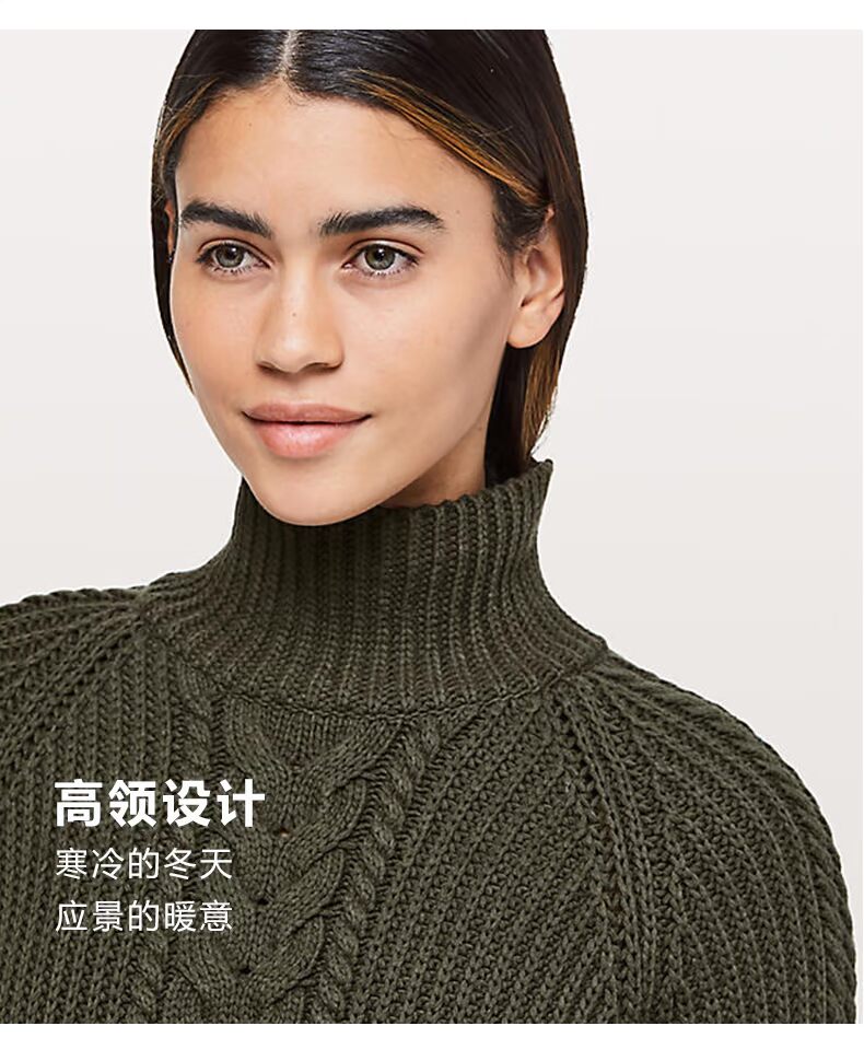 Lululemon siêu ấm áp mùa thu và mùa đông áo len dệt kim dày mang đến sự ấm cúng cao cổ - Áo len thể thao / dòng may đầm len ôm