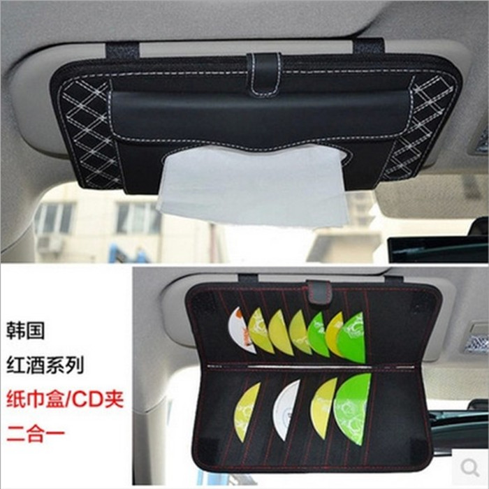 Sun visor tissue box car CD clip disc cover multi-function car disc clip CD-ROM car with removable toilet paper hanging