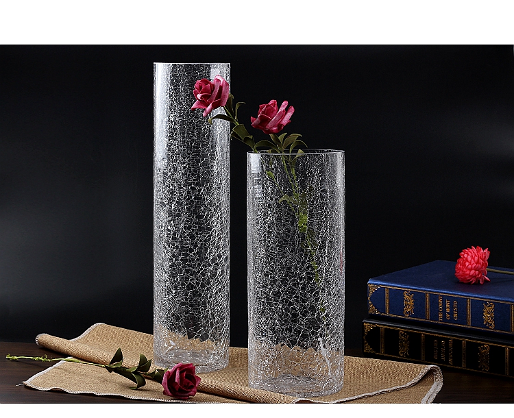 Hoa bình thủy tinh pha lê trang trí hoa sắp xếp nước văn hóa phong phú tre lily hoa khô mô phỏng băng crack lily bình - Vase / Bồn hoa & Kệ chậu treo ban công