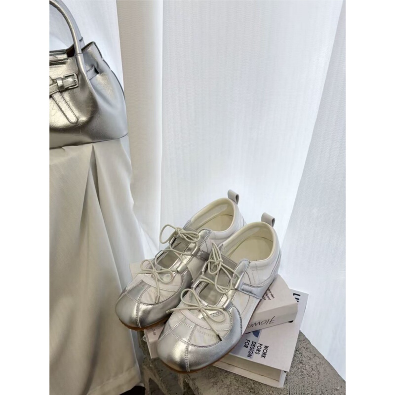 Zhao Lusi Style German Training Shoes, Silver Ballet-Style Mary Jane Shoes for Women, Summer Casual Shoes with Hidden Height Increase, Single Shoes Zhao Lusi Style German Training Shoes, Silver Ballet-Style Mary Jane Shoes for Women, Summer Casual Shoes with Hidden Height Increase, Single Shoes