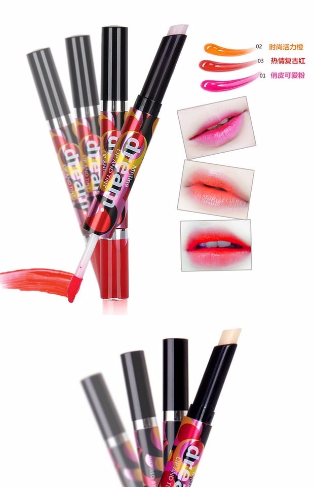 Thái Lan Mistine Double Lip Gloss Lip Lipstick Liquid Liquid Not Decoloring Lasting Moisturising Bites Lip Makeup Chính hãng - Son bóng / Liquid Rouge son bóng 3ce glass gloss	