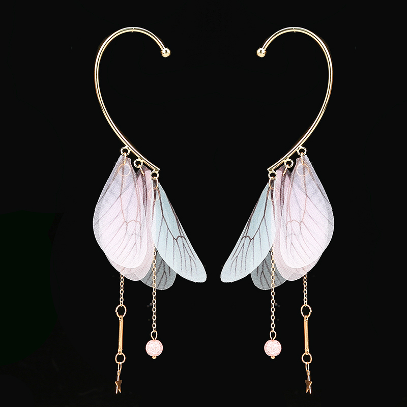 Title 5, Damski klips do ucha z tiulowymi skrzydłami mot...