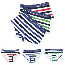 Womens handsome t sports large size underwear loose simple stripes flat angle triangle neutral les wide edge pure cotton solid color breathable