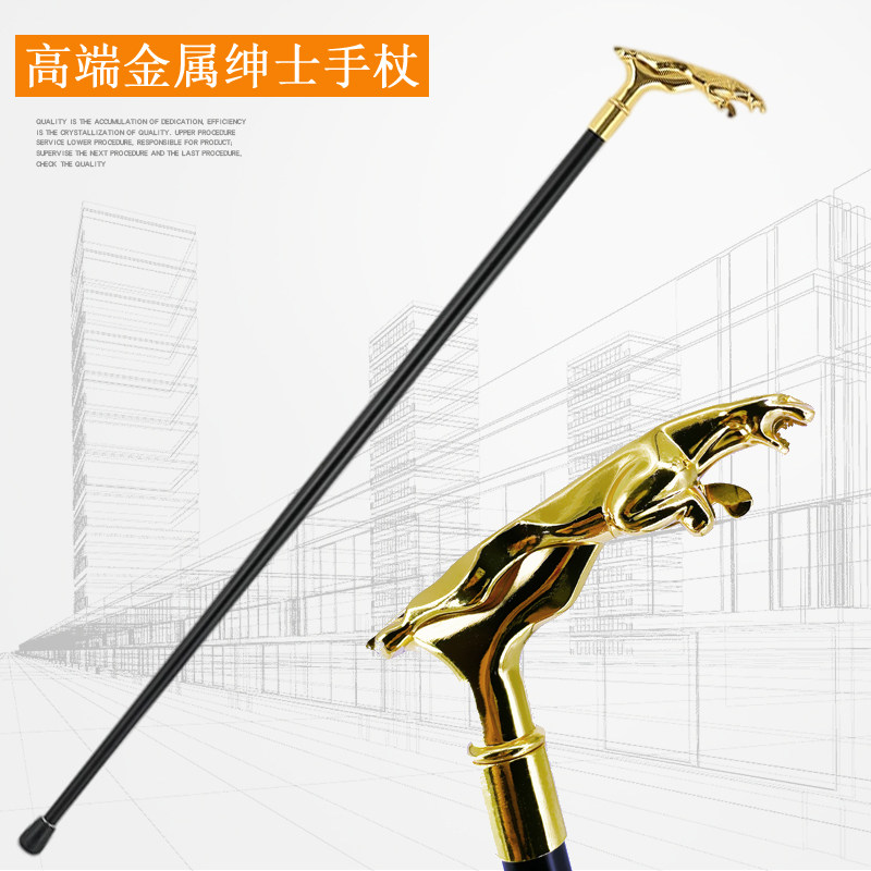 Chasing the dragon with the same crutch, leopard head gentleman's rod, golden jaguar cane, cosplay magic wand, film and television props, scepter