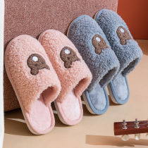 Cotton slippers women autumn and winter new home indoor non-slip wear-resistant cartoon plush warm home slippers men