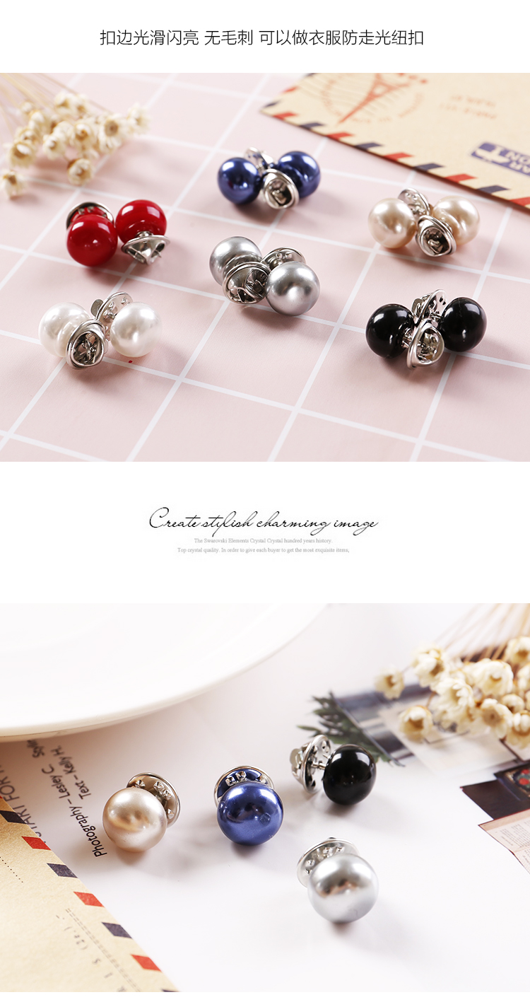 Hàn quốc hoang dã nút ngọc trai khóa chống ánh sáng cổ áo buttonigan khăn choàng pin kim nữ DIY khăn cổ áo pin brooch pin