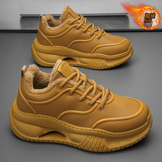Men's shoes 2025 new winter velvet warm cotton shoes trendy brand casual sports shoes running heightening thick-soled dad shoes