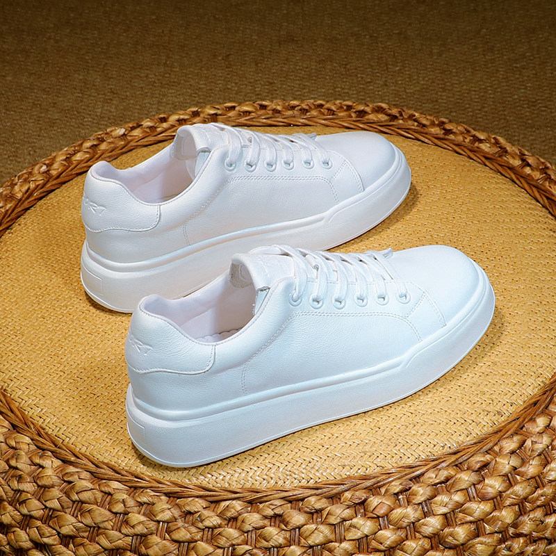First-Layer Cowhide White Sneakers for Women 2025 Spring and Autumn New Style Genuine Leather Large Size Women's Shoes Sheepskin Versatile Sports Casual Shoes