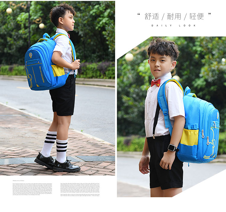 Cặp học sinh tiểu học 1-3-6 lớp nam nhẹ không thấm nước vai bé ba lô tùy chỉnh in logo4 - Túi bé / Ba lô / Hành lý balo kéo cho bé