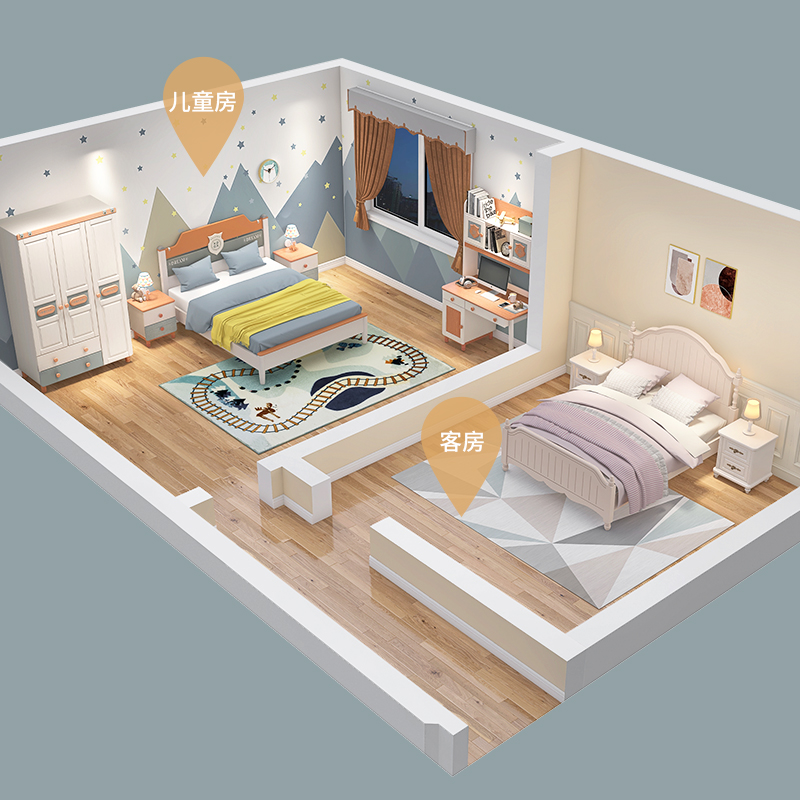 Solid wood children's sheets bed bed 1.5m boys suite furniture bedroom combination girls children's room furniture set