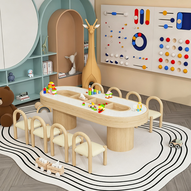 Children's Entertainment Area Table and Chair Set for Kindergarten Early Education Training, Reading, Painting, Sales Office, Mezzanine, and Craft Activities