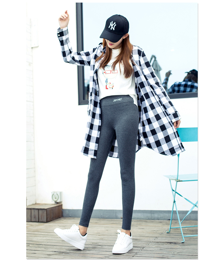 Quần legging nữ mặc mùa thu mới cotton cao eo chất béo MM cỡ lớn chân quần màu xám phần dài quần dài quần áo giữ nhiệt nữ