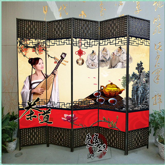 Classical Chinese Partition Tea Room Folding Screen Living-room Bedroom Office Doorway Xuanguan Hotel Restaurant Mahjong Wood