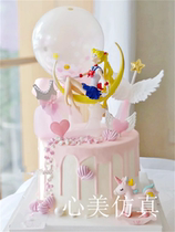 Heart beauty white net red cartoon simulation cake model double multi-layer fake dessert sample window display props