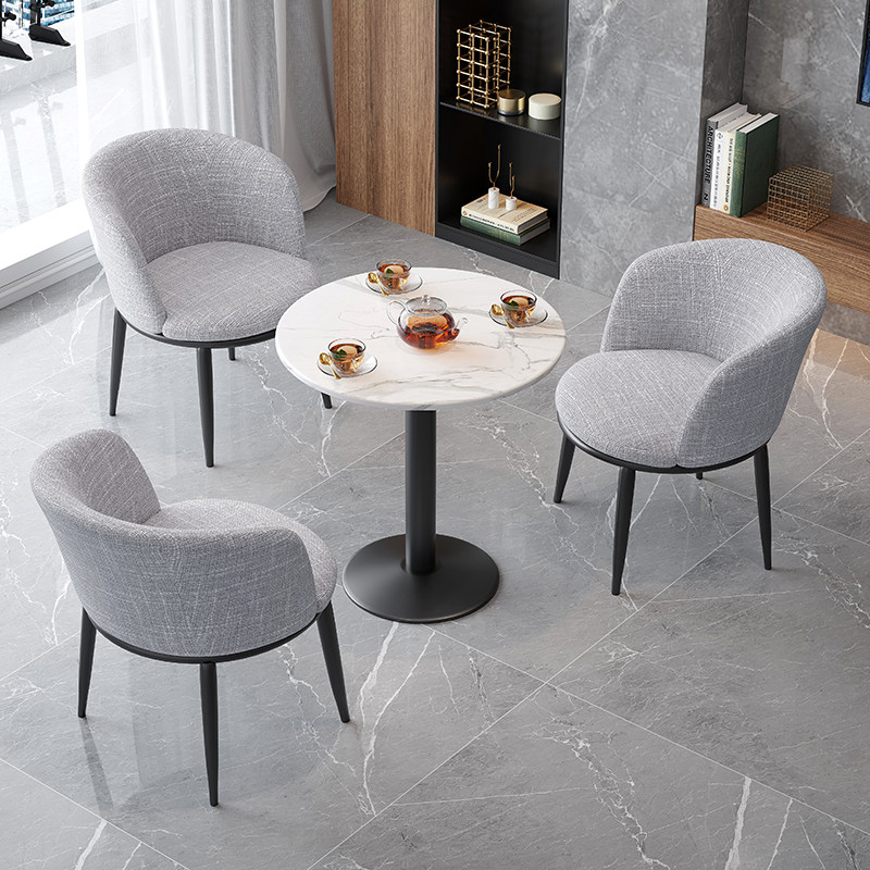 Slate Small Round Table and Chair Combination Simple Front Desk Leisure Reception Negotiation Balcony Sample House Display Center Coffee Milk Tea Shop Net Red