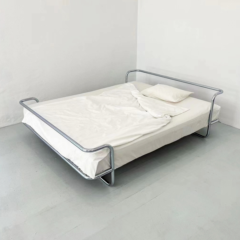 Stainless Steel Floating Bed, Vintage Industrial Style, Master Bedroom Children's Bed, Formaldehyde-Free, Modern Small Apartment, No Headboard, Designer Stainless Steel Floating Bed, Vintage Industrial Style, Master Bedroom Children's Bed, Formaldehyde-Free, Modern Small Apartment, No Headboard, Designer