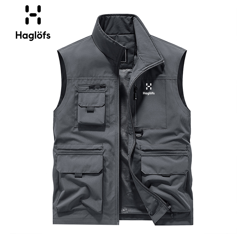 Haglofs Matchstick Spring/Summer Multi-Pocket Vest Men's Thin Stand-Up Collar Large Size Workwear Fishing Hiking Vest