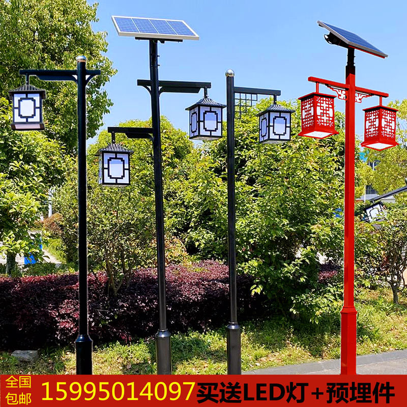 Antique garden light 3 meters park villa community LED light double head high pole light outdoor landscape light solar street light