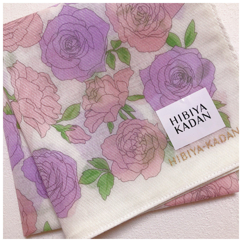 50cm Japan Japan Biya Valley flower altar HIBIYA KADAN Roseflower Full Cotton Printed Handkerchief-Taobao