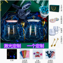 Gao Yan value couple Cup glass set birthday Mark water cup female with lid spoon wedding companion hand gift