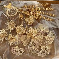 Fresh simulation 3 fork Ginkgo leaf plastic flower material is a soft material desk decoration tool