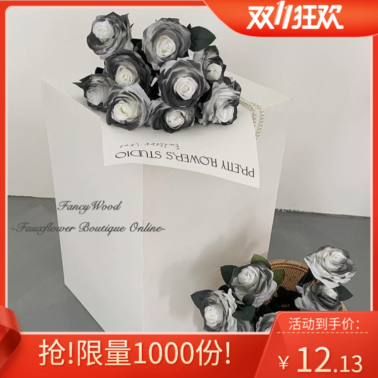 ins simulation bouquet dark rose black knight rose 