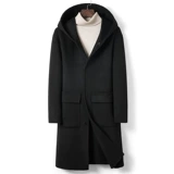 Шерстяная демисезонная двусторонная кашемировая длинная толстовка с капюшоном для мальчиков, шерстяное пальто, коллекция 2021, средней длины