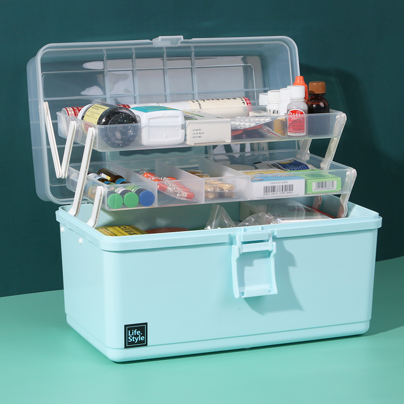 Medicine box storage box household multi-layer large capacity first aid kit drug portable packaging medicine box small storage box plastic