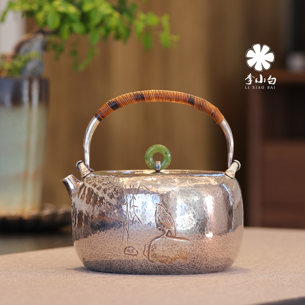 Li Xiaosilver Pot Pure Silver 9999 Pure Artisanal Silver Pot Teapot Silver Pot Master Engraving Silver Pot