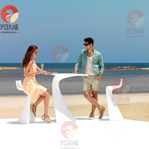 Simple FRP bar table seat combination custom mall leisure chair outdoor backrest seat bench coffee table