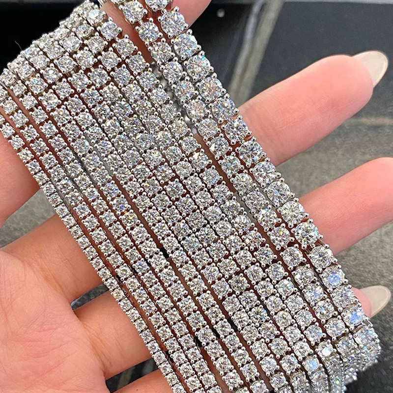 18K Gold Natural Diamond 1 Carat Tennis Bracelet Stackable Classic Jewelry Four-Prong Full Diamond Row Diamond t Brand Bracelet