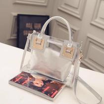 2018 new fashion transparent womens bag mother bag jelly shoulder beach bag candy color womens handbag