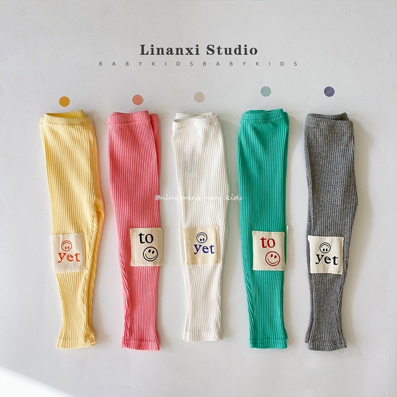 2022 Spring new South Korean baby pit bar Inner lap pants male and female elastic body cloth stickup letter printed trousers