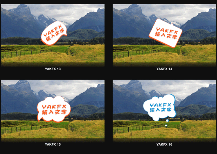 FCPX中文插件YAKFX综艺卡通气泡标题字幕特效20个第5季