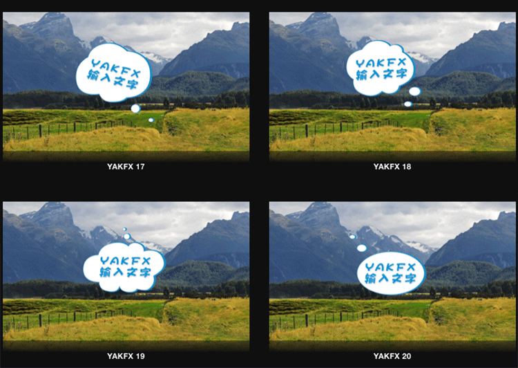 FCPX中文插件YAKFX综艺卡通气泡标题字幕特效20个第5季