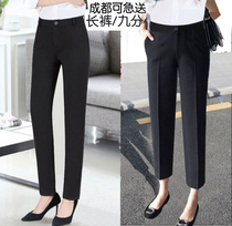 Summer spring new womens trousers professional trousers slim slim business Korean straight tooling leisure ankle-length pants