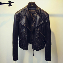 2020 new spring European and American style high waist slim handsome net red PU locomotive leather clothing women short coat tide