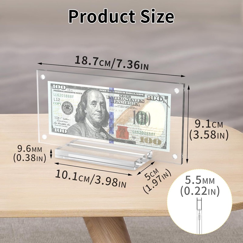 Acrylic Dollar Bill Display Frame, Rmb Commemorative Banknote Collection Holder, Magnetic Photo Frame, Scenic Spot Ticket Display Stand Acrylic Dollar Bill Display Frame, Rmb Commemorative Banknote Collection Holder, Magnetic Photo Frame, Scenic Spot Ticket Display Stand