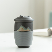 Japanese-style travel tea set Tea filter mug with lid Tea water separation cup Portable personal water cup custom logo