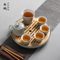 Kung Fu tea set Household Japanese simple ceramic tea drinking tea ceremony Office teapot living room wedding gift gift box