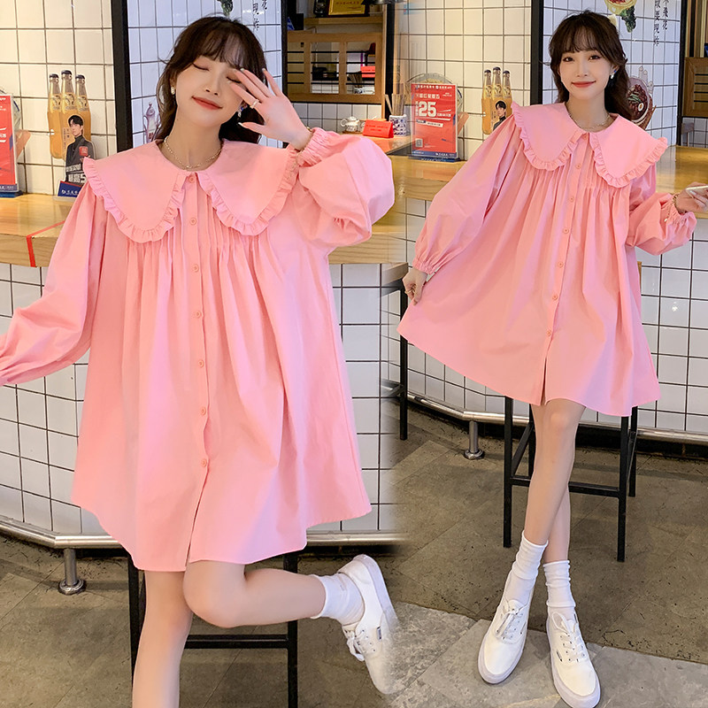 Spring Autumn Dress New Pregnancy Woman Dress With Loose Long Sleeve Foreign Dress Blouse With Little Short Skirt Fashion Dresses Bottom 200 Catty
