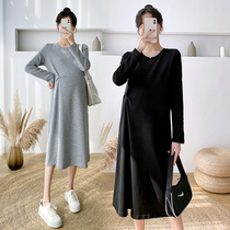Pregnancy Woman Dress Spring Dress New Korean Version of the long version of pure cotton one-piece dress minimalist Temperament 100 Hitch Bottom Hit Bottom Skirt Tide