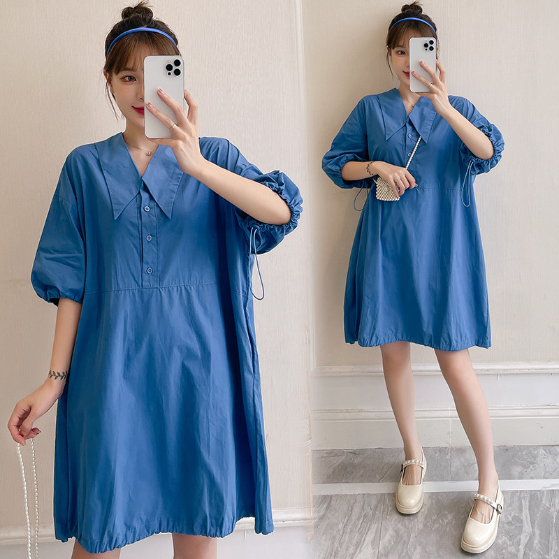 Foreign Pregnancy Woman Dress Spring Summer Dress New Korean Version Foreign Dress For Summer Short Sleeve Jersey Jacket Turtlenecks